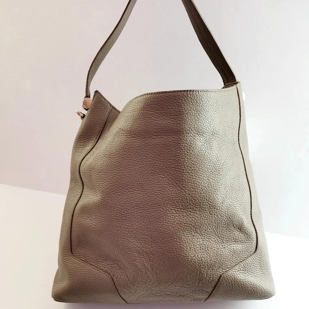 Furla Pebbled Leather Hobo Bag Beige